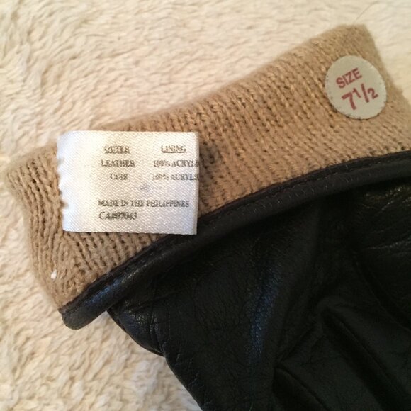 Black Leather gloves  sz 7.5 - Picture 7 of 8
